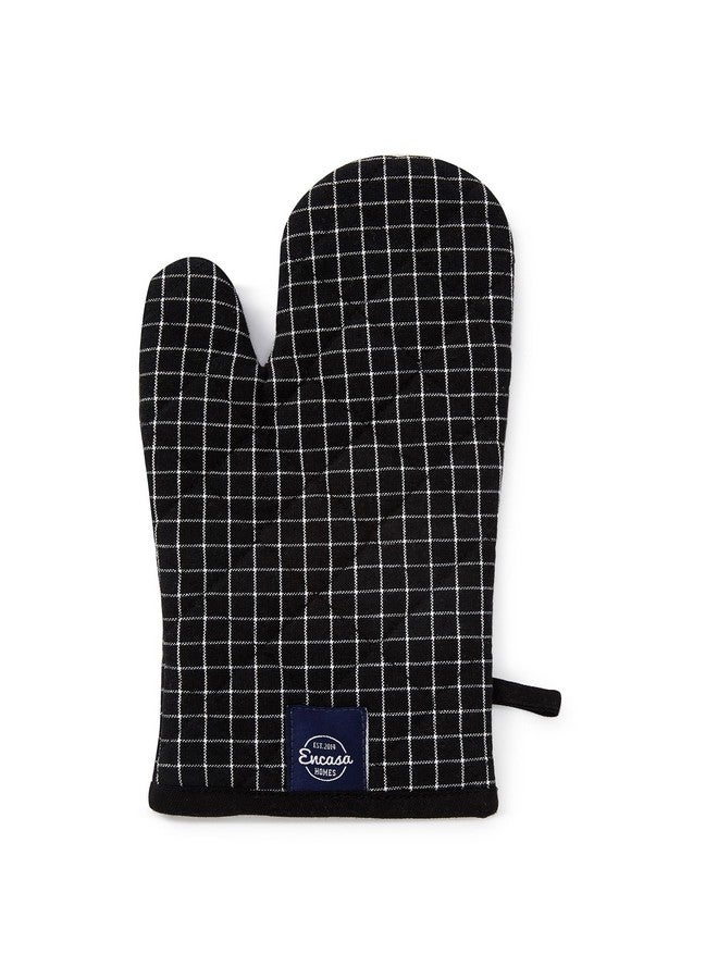 Encasa XO Oven Gloves for Microwave (2 pc Set) - Heat Proof, Thick & Safe | Longer 17x29 cm Mittens for Protection in Kitchen Cooking & Baking - Butcher Checks Black - Image 2