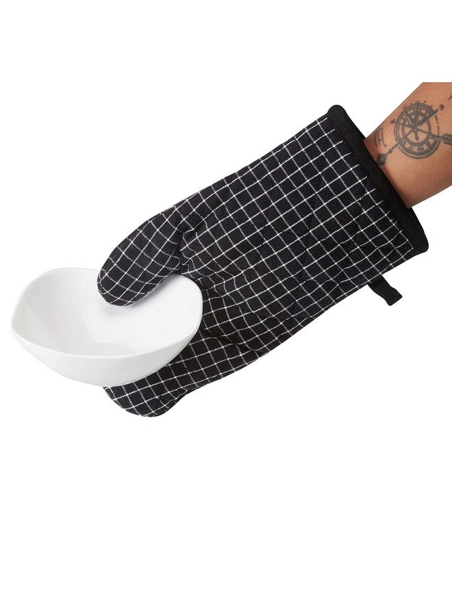 Encasa XO Oven Gloves for Microwave (2 pc Set) - Heat Proof, Thick & Safe | Longer 17x29 cm Mittens for Protection in Kitchen Cooking & Baking - Butcher Checks Black - Image 5