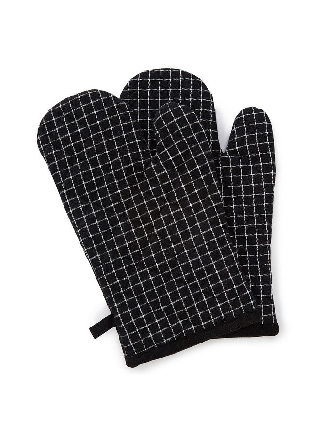 Encasa XO Oven Gloves for Microwave (2 pc Set) - Heat Proof, Thick & Safe | Longer 17x29 cm Mittens for Protection in Kitchen Cooking & Baking - Butcher Checks Black - Image 3