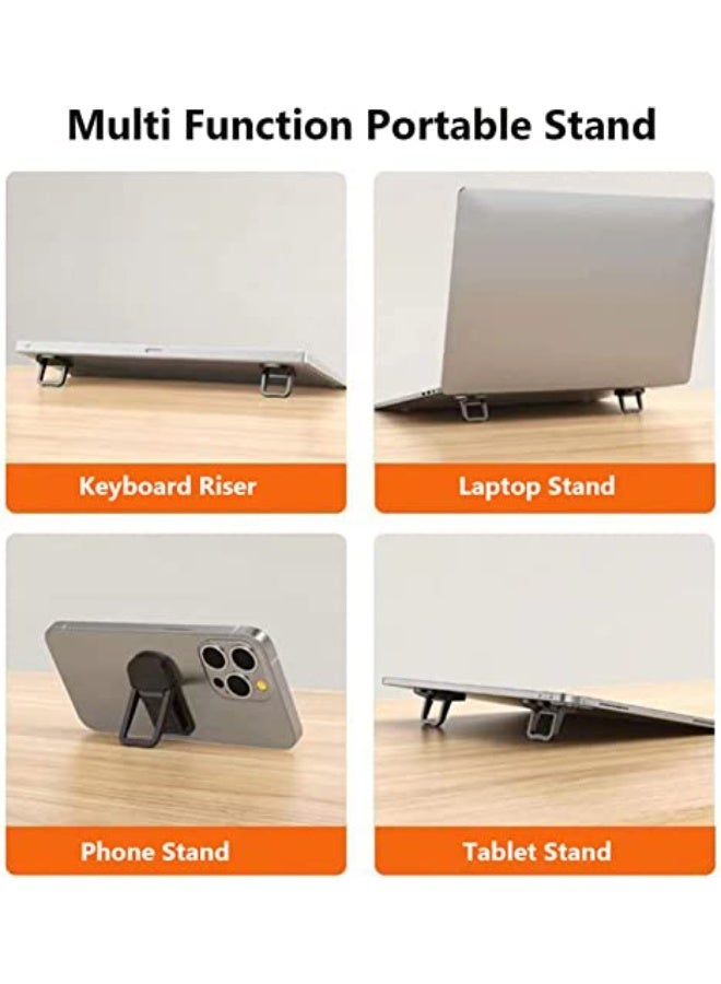 حامل لابتوب صغير قابل للطي كيبورد كمبيوتر محمول غير مرئي ذاتي اللصق ارتفاع للتعديل لاجهزة ماك بوك وديل واتش بي وغيرها من اجهزة اللابتوب مقاس 10-17انش اسود قطعتين - Image 3