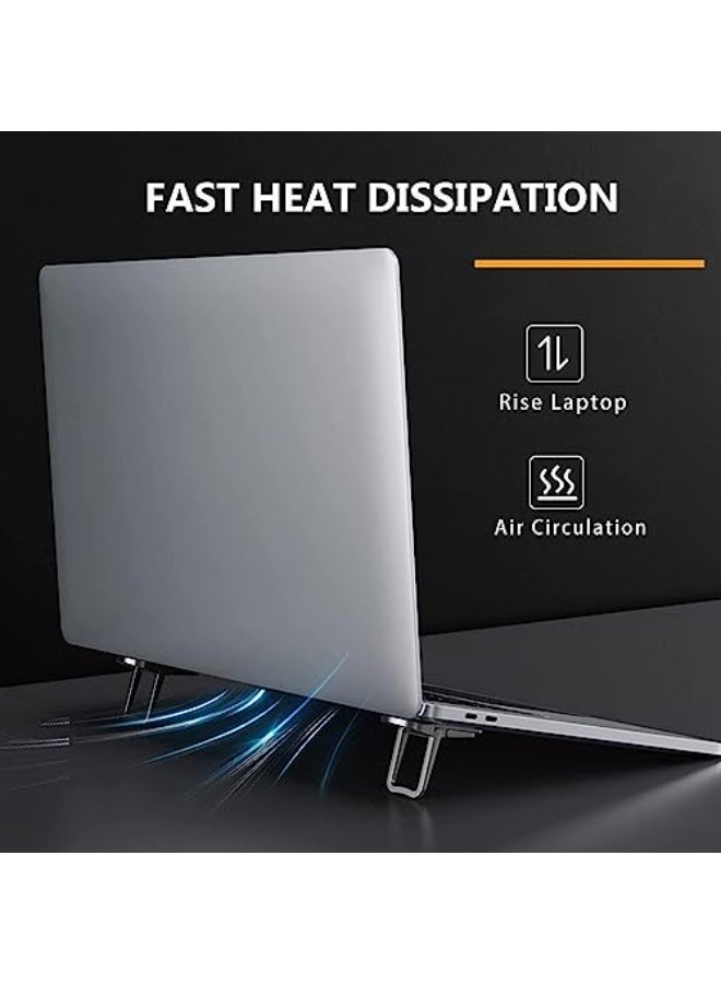 حامل لابتوب صغير قابل للطي كيبورد كمبيوتر محمول غير مرئي ذاتي اللصق ارتفاع للتعديل لاجهزة ماك بوك وديل واتش بي وغيرها من اجهزة اللابتوب مقاس 10-17انش اسود قطعتين - Image 4