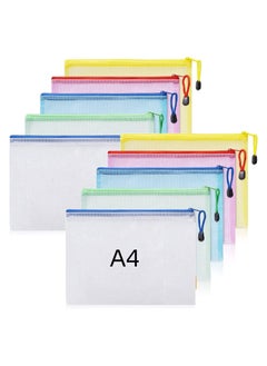 SYOSI 10PCS Plastic Wallets A4 Zip Wallets Ziplock Bags Plastic Mesh Document File Folder A4 Zipper Bag Zip Locked Bags A4 Zip Lock Mesh Document Files Wallet  - Image 1