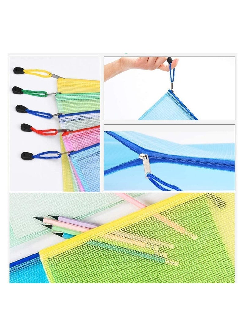 SYOSI - 10PCS Plastic Wallets A4 Zip Wallets Ziplock Bags Plastic Mesh Document File Folder A4 Zipper Bag Zip Locked Bags A4 Zip Lock Mesh Document Files Wallet - Image 1