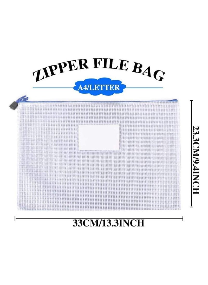 SYOSI - 10PCS Plastic Wallets A4 Zip Wallets Ziplock Bags Plastic Mesh Document File Folder A4 Zipper Bag Zip Locked Bags A4 Zip Lock Mesh Document Files Wallet - Image 1