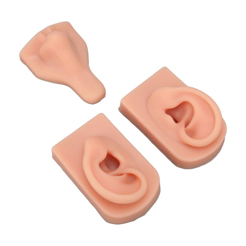Piercing Practice Model: Light Skin Tone Soft Flexible Silicone - Reusable With Stable Base Teaching Aid for Piercing Training Medical Education Jewelry Display - Image 1