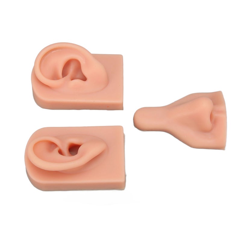 Piercing Practice Model: Light Skin Tone Soft Flexible Silicone - Reusable With Stable Base Teaching Aid for Piercing Training Medical Education Jewelry Display - Image 3
