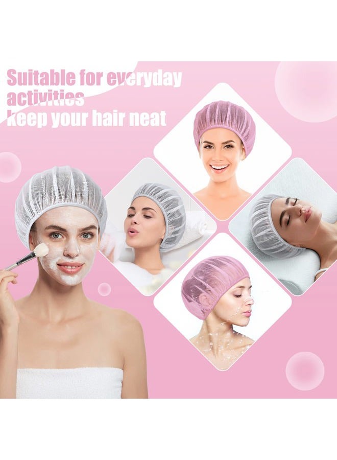 Chuarry 4 Pcs Mesh Sleep Bonnet for Sleeping Night Curly Hair Nets Sleep Caps for Women(White, Pink) - Image 3