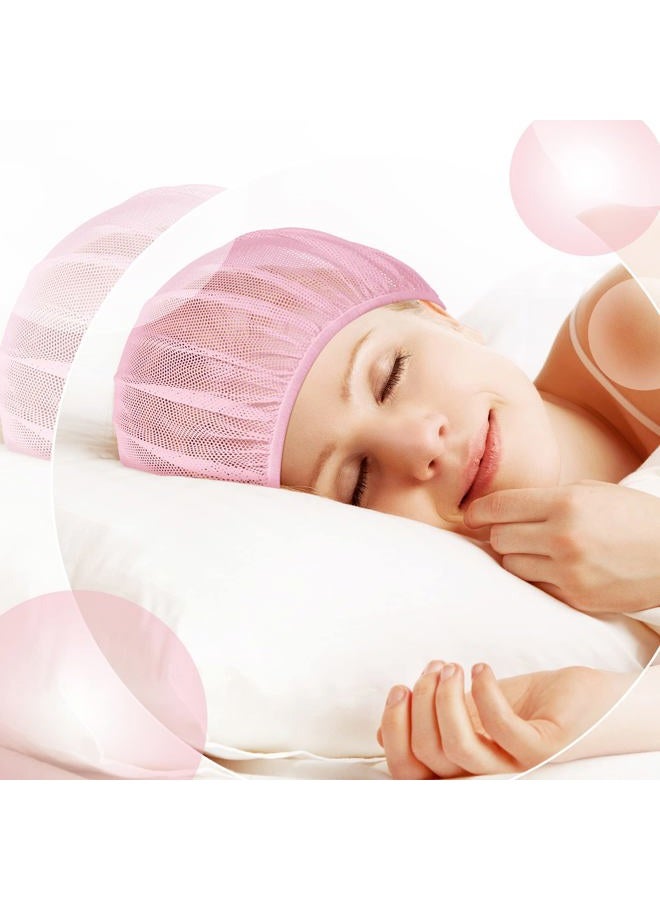 Chuarry 4 Pcs Mesh Sleep Bonnet for Sleeping Night Curly Hair Nets Sleep Caps for Women(White, Pink) - Image 5