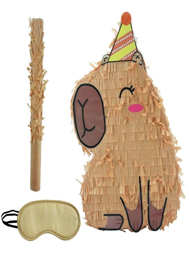Timisea Hippie Pinata,Capybara Piñata with Blindfold and paper Stick,Mexican Birthday Party Decorations Animal Piñata for Kids Boys Grils Holiday Celebration 13 * 8 inch - Image 1