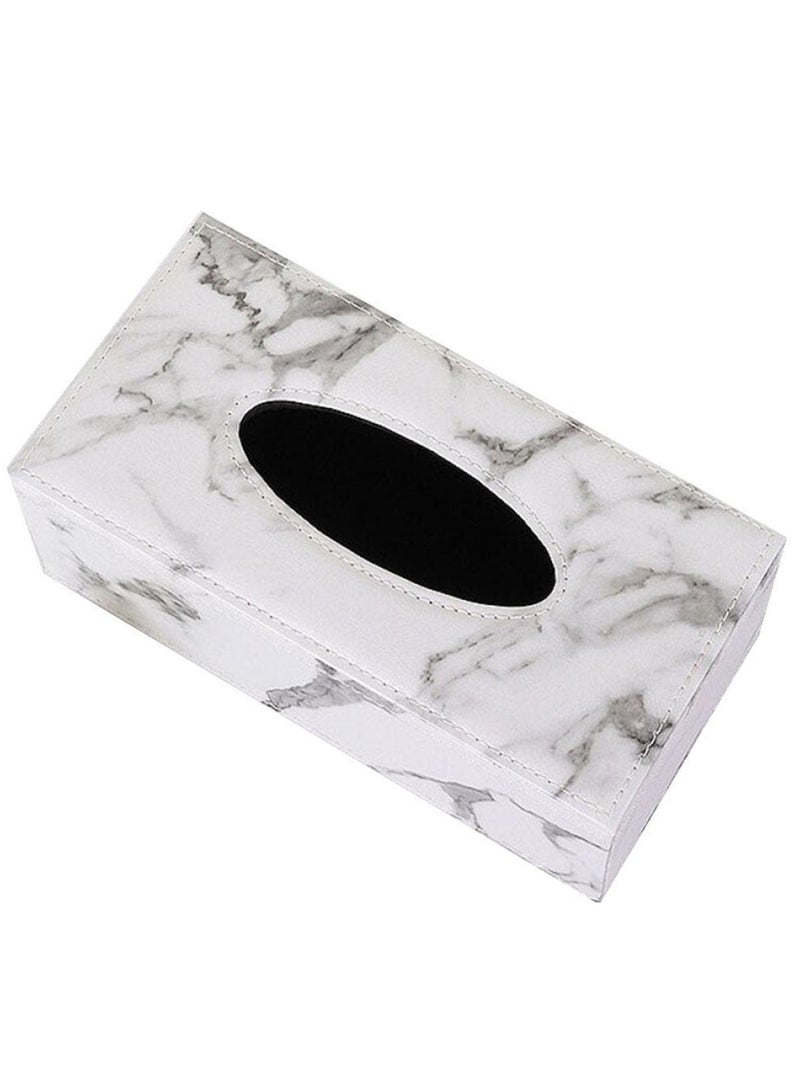 Reko PU Leather Tissue Box Container with Marble Design Household Office Rectangular Tissue Paper Holder Box Cover Case Napkin Holder Home Office Car Tissue Holder with Magnetic Bottom  - Image 4