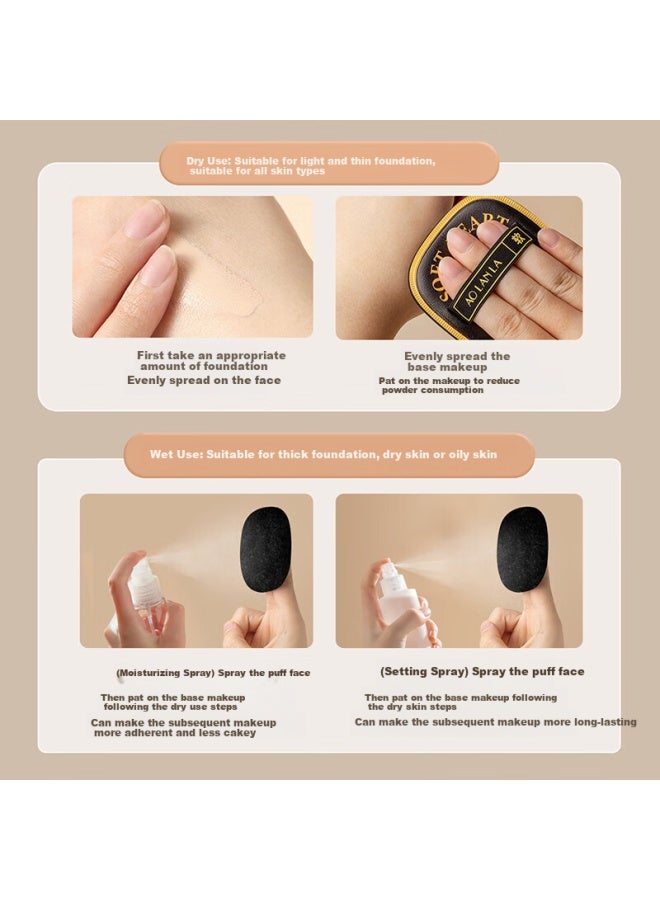 Aolanla Aurora Air Cushion Powder Puff, Extra Large And Thick, For Both Dry And Wet Use, Sponge Foundation Puff, Resistant To Powder Absorption, Individually Packaged, 4-piece Set - Image 4