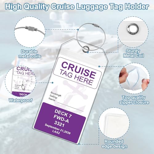 vivinin 8-Pack Cruise Luggage Tag Holder, Cruise Luggage Tag Holder can be Used for 2025Carnival, NCL, MSC Cruises, and Princess Ships Offer - Image 4