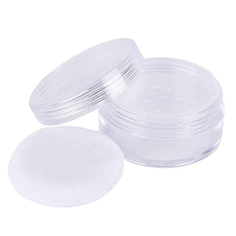 Teensery 2 Pcs 50g Empty Loose Powder Case Transparent Face Powder Box Refillable Makeup Cosmetic Powder Container with Powder Puff Sifter and Lid