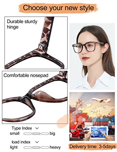 AEZUNI Oversize Square Reading Glasses for Women Oversized Trendy Large Readers 100 125 150 175 200 225 250 275 300 350 400 500 600(Demi,1.75) - Image 4