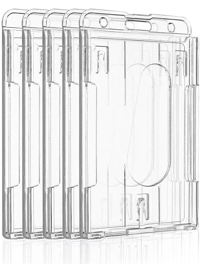erorex 5 Pcs Hard Plastic Clear Badge Holders Vertical Card Holder With Easy Access Thumb Slot Holding 2 Cards For Office School Ids Credit Cards Driver'S Licenses And Passes  - Image 1