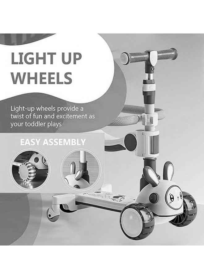 ZCM-HAPPY 4-in-1 Adjustable Folding Plastic Children's Scooter with Music and Flashing Lights - Sit and Push Option, Ideal for Early Development and Fun Rides - Image 5