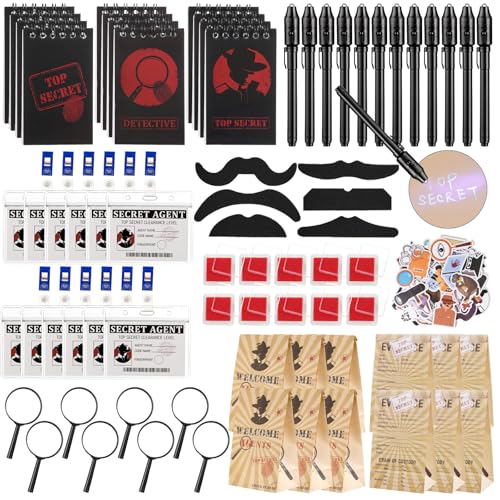 Vanblue 134Pcs Detective Party Favors Spy Kit Escape Room Birthday Party Decorations Supplies Magnifying Glass Gift for Kids Treat Bags Stuffers Pinata Filler Classroom Prizes - Image 1