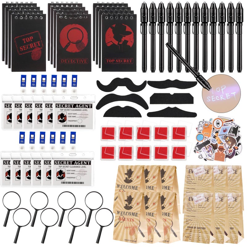 Vanblue 134Pcs Detective Party Favors Spy Kit Escape Room Birthday Party Decorations Supplies Magnifying Glass Gift for Kids Treat Bags Stuffers Pinata Filler Classroom Prizes - Image 3