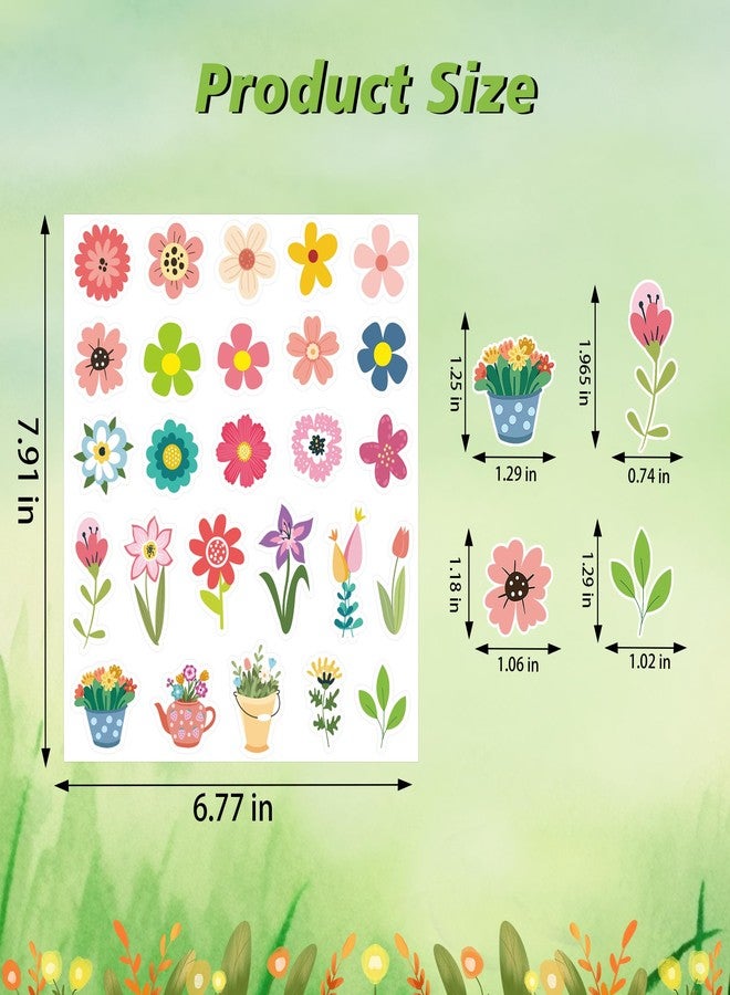 Lucleag 520 PCS Spring Flower Stickers for Gifts, Colorful Springtime Flowers Floral Stickers for Crafts, Assorted Cute Flowers Stickers for Spring Easter Party Favor Supplies Decorations - Image 2