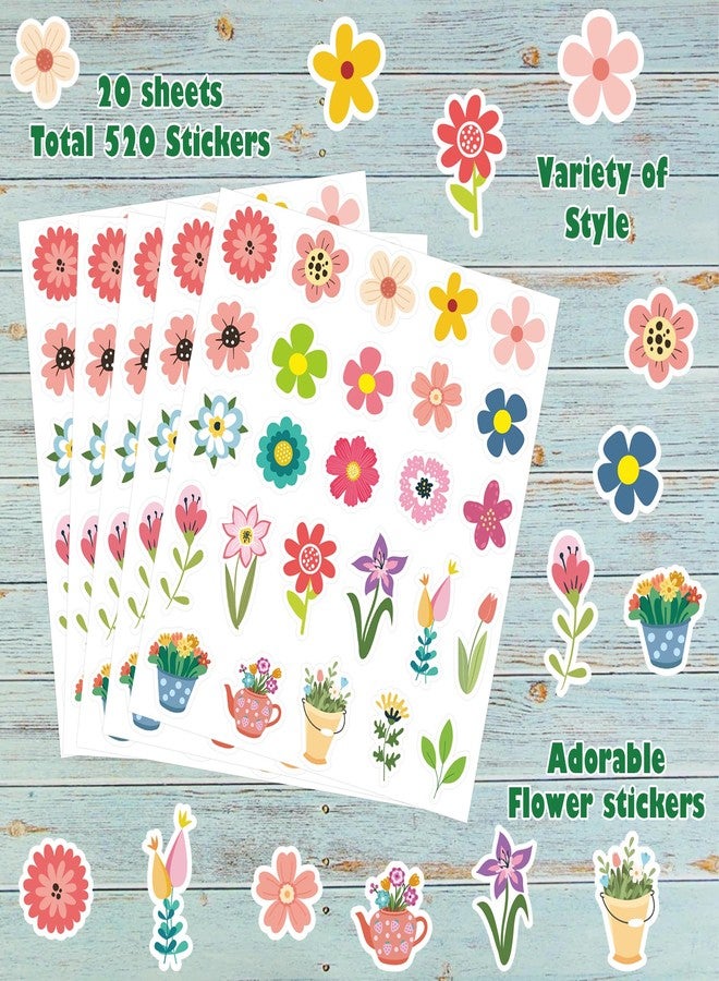Lucleag 520 PCS Spring Flower Stickers for Gifts, Colorful Springtime Flowers Floral Stickers for Crafts, Assorted Cute Flowers Stickers for Spring Easter Party Favor Supplies Decorations - Image 3