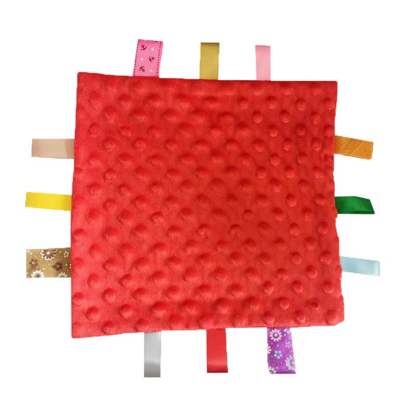 G-Tree Baby Comfort Blanket with Tag, Multi-Coloured Dinosaurs Tag, FOMUNI Taggy Blanket - Red Textured Underside - Image 3
