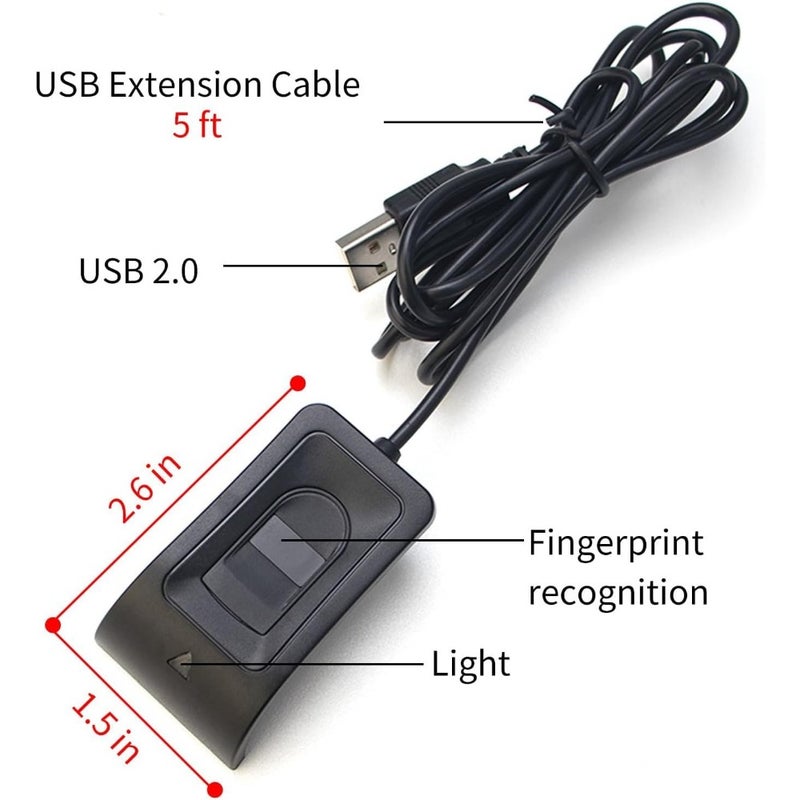 USB Fingerprint Reader for Windows 10/11 - Windows Hello Compatible, Plug-and-Play with Automatic Driver Installation, Includes 5ft Extension Cable for Password-Free Operation - Image 3