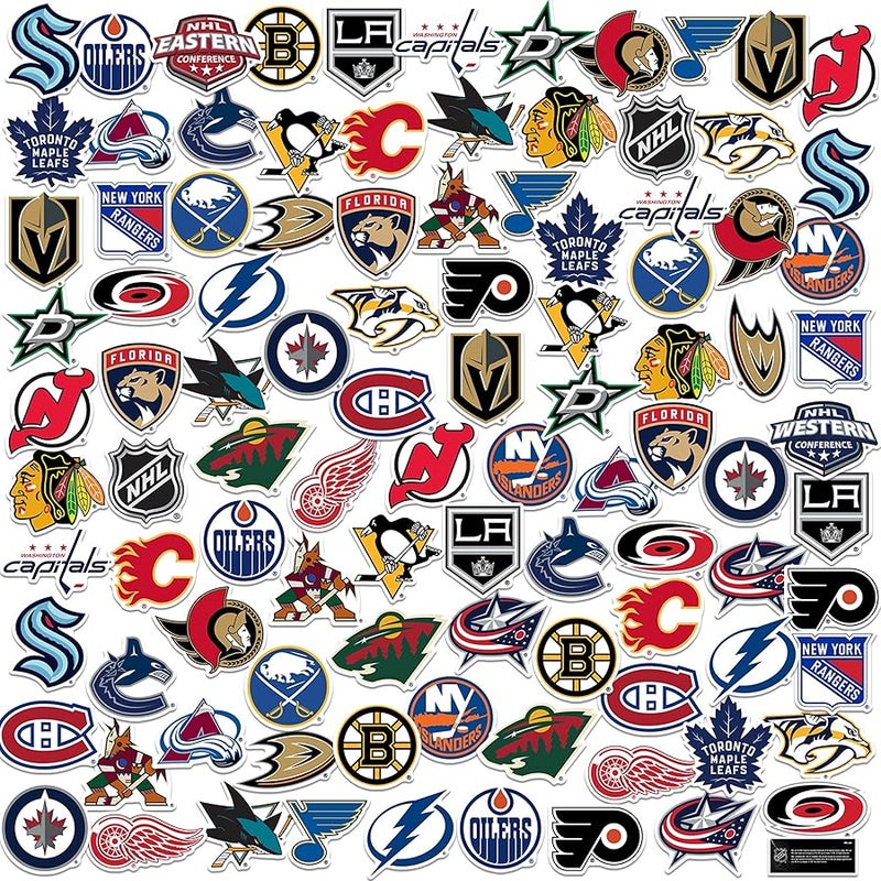 NHL All Teams Logo 100ct Vinyl Large Deluxe Stickers Variety Pack – Officially Licensed National Hockey League Collection – Laptop, Water Bottle, Scrapbooking, Tablet, Indoor/Outdoor - Image 1