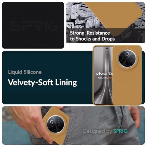 SPRIG Compatible with Vivo T4 Premium SilkTone Back Cover Drop Tested Shock Proof Mobile Case for Men, Women, Boys and Girls with Camera Protection (Gold Brown) - Image 2