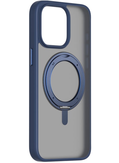 Roller Magnetic for iPhone 15 Pro MAX Case Cover with MagSafe with 360degree Rotatable Kickstand - Blue