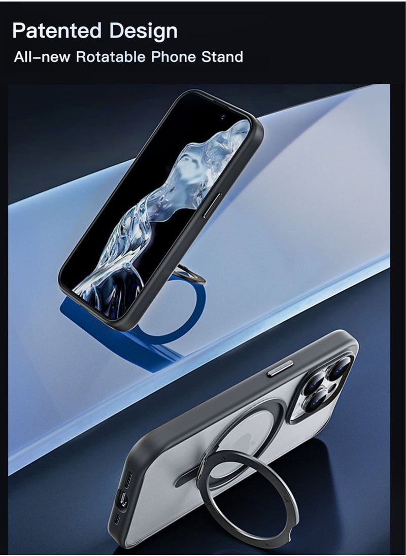 Roller Magnetic for iPhone 15 Pro MAX Case Cover with MagSafe with 360degree Rotatable Kickstand - Blue