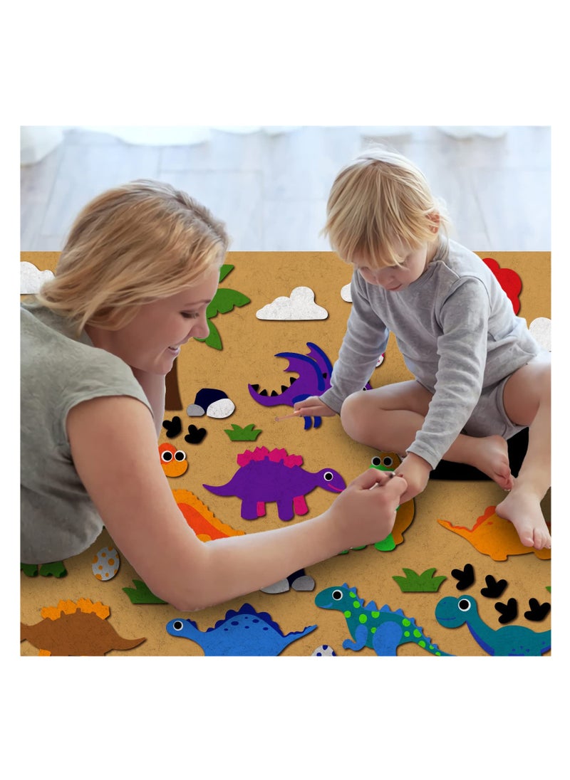 SYOSI 41 Pcs Dinosaur Flannel Felt Board Stories 3.5 Ft Wall Hanging Kit Birthday Gift Classroom Activity Kits Early Learning Interactive Play Kits  - Image 2