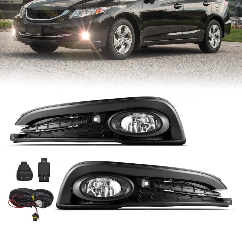 Shocklight Fog Lights Compatible with 2013 2014 2015 Honda Civic Front Fog Lamps Driving With Harness and Switch 1Pair of Fog Lights - Image 3