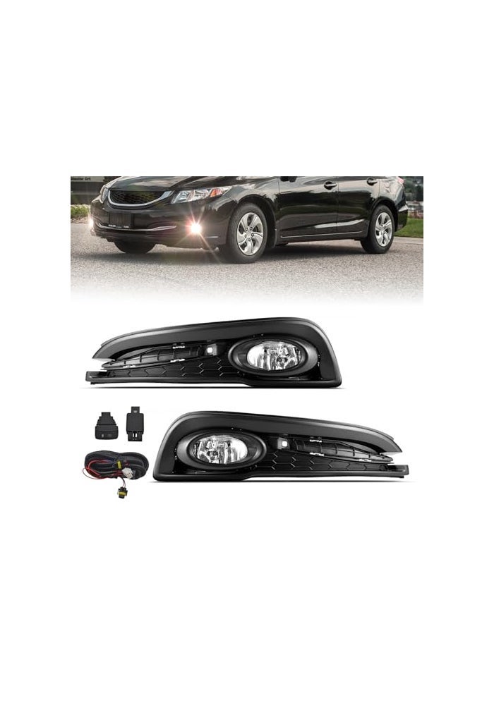 Shocklight Fog Lights Compatible with 2013 2014 2015 Honda Civic Front Fog Lamps Driving With Harness and Switch 1Pair of Fog Lights - Image 1