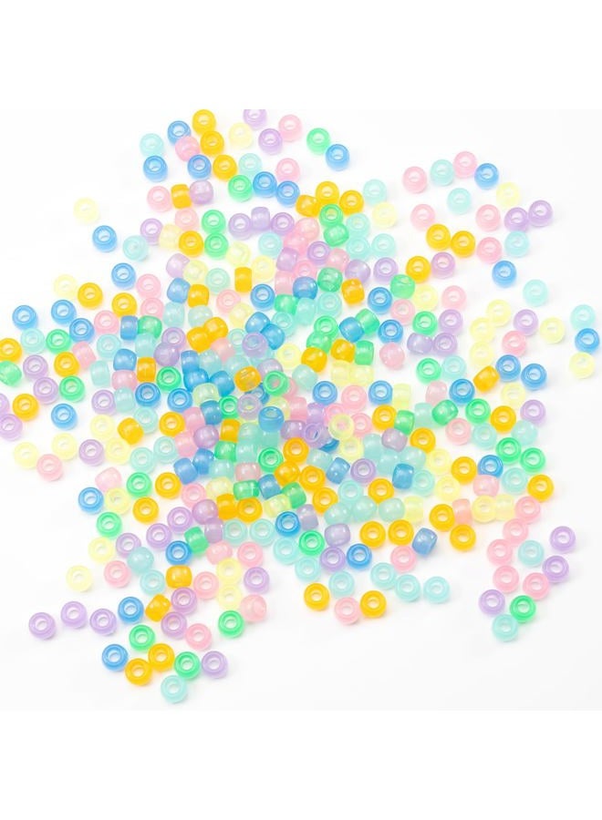 Gxueshan 1000 Pcs Acrylic Luminous 6x9mm Cylindrical Pony Beads for DIY Jewelry, Hair Braiding & Crafting - Image 3