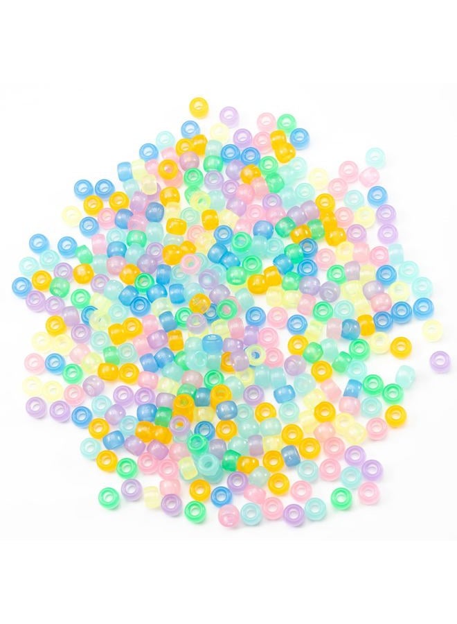 Gxueshan 1000 Pcs Acrylic Luminous 6x9mm Cylindrical Pony Beads for DIY Jewelry, Hair Braiding & Crafting - Image 2