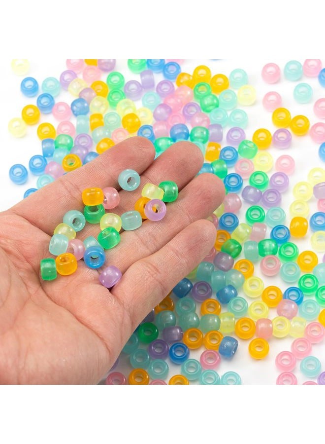 Gxueshan 1000 Pcs Acrylic Luminous 6x9mm Cylindrical Pony Beads for DIY Jewelry, Hair Braiding & Crafting - Image 4