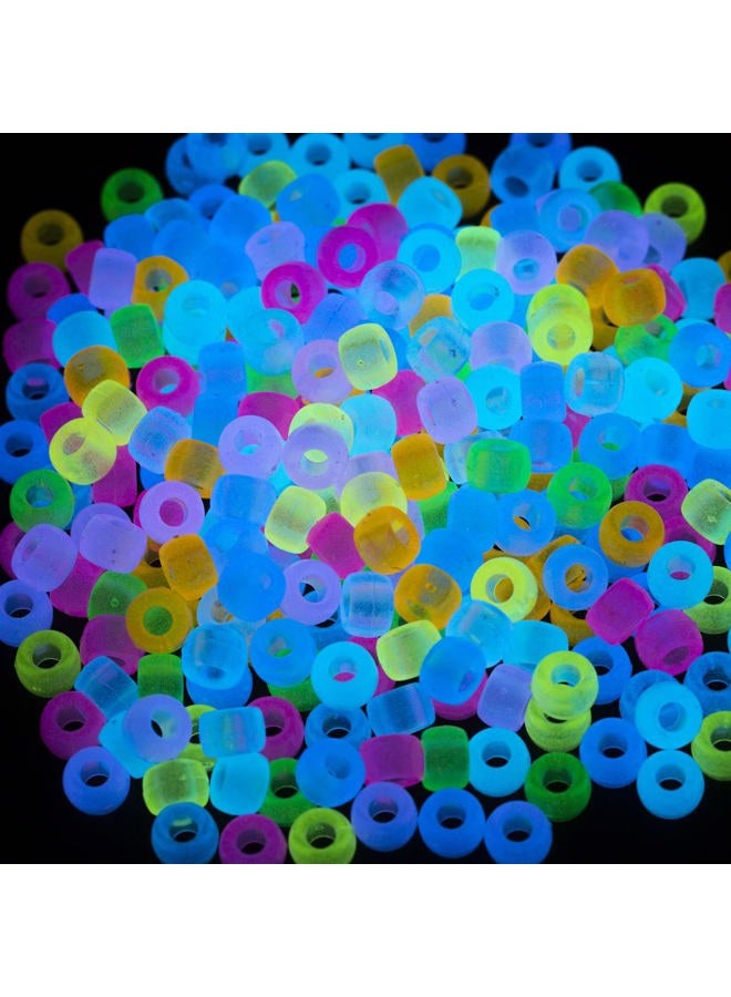 Gxueshan 1000 Pcs Acrylic Luminous 6x9mm Cylindrical Pony Beads for DIY Jewelry, Hair Braiding & Crafting - Image 1