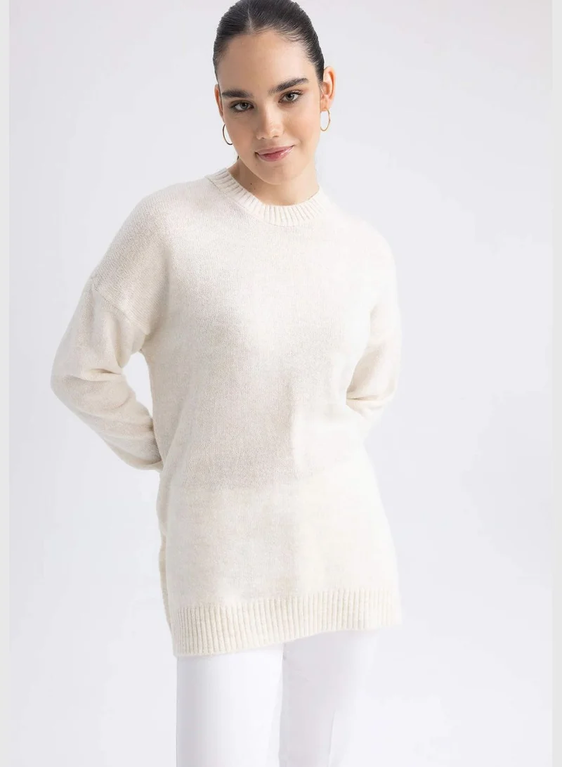 DeFacto Woman Relax Fit Crew Neck Long Sleeve Tricot Tunic