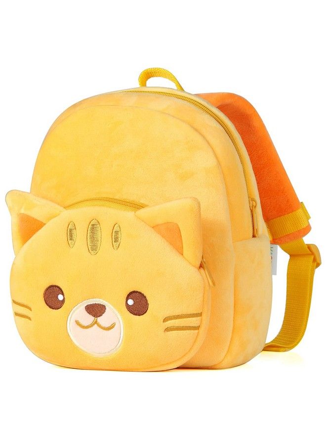 Vaschy Toddler Backpack Baby Boys And Girls Cute Plush Animal Small Daycare Backpack For Baby Little Kids Yellow Cat  - Image 2