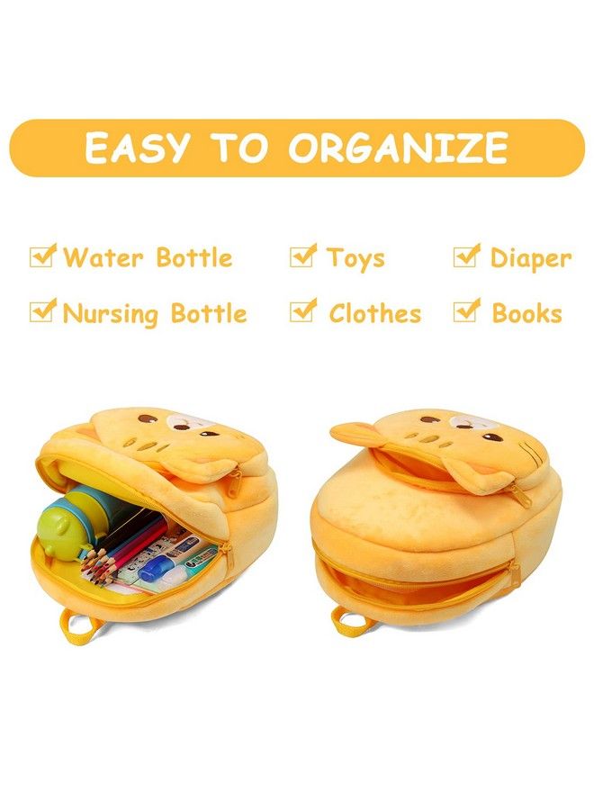 Vaschy Toddler Backpack Baby Boys And Girls Cute Plush Animal Small Daycare Backpack For Baby Little Kids Yellow Cat  - Image 5