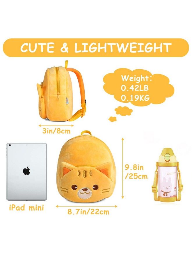 Vaschy Toddler Backpack Baby Boys And Girls Cute Plush Animal Small Daycare Backpack For Baby Little Kids Yellow Cat  - Image 3
