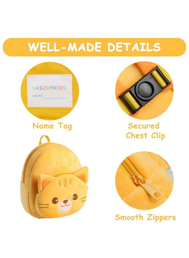 Vaschy Toddler Backpack Baby Boys And Girls Cute Plush Animal Small Daycare Backpack For Baby Little Kids Yellow Cat  - Image 4