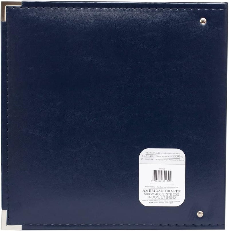 We R Memory Keepers 8.5x11 Navy Photo Album, Protect Memories and Photos, Soft, Acid-free Faux Leather, Classy Decorative Spine Label, Snag-free Rings, Includes 5 Page Protectors - Image 2