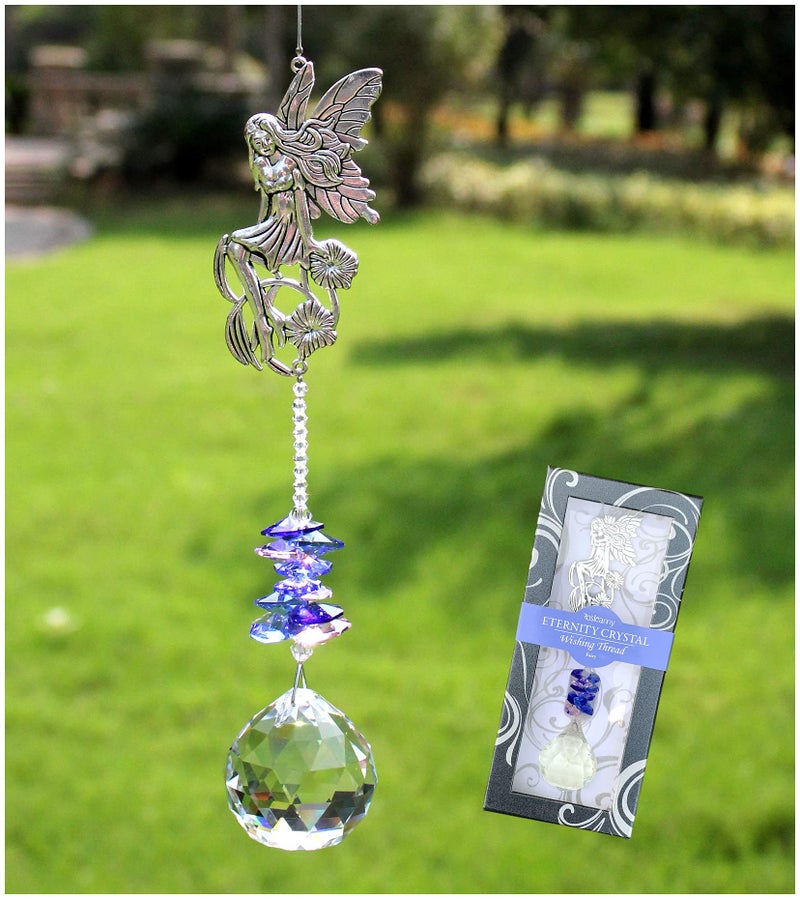 Rosleanny Crystal Garden Suncatcher Hanging Crystals Ornament for Window Rainbow Maker Prisms Home Decor Gift Boxed Sun Catcher Gift Idea for Mom Friends GrandmaFairy