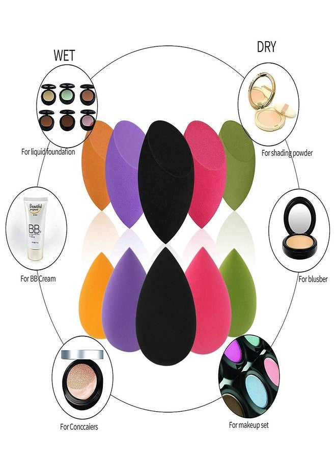 RIGOENT Makeup Beauty Sponge Pro Puff Set ,Hypoallergenic,Latex-free, Flawless Streak-free Foundation Blender Professional Beauty Makeup Set for Dry & Wet Use (MULTI COLOR) (PACK OF 10) - Image 4