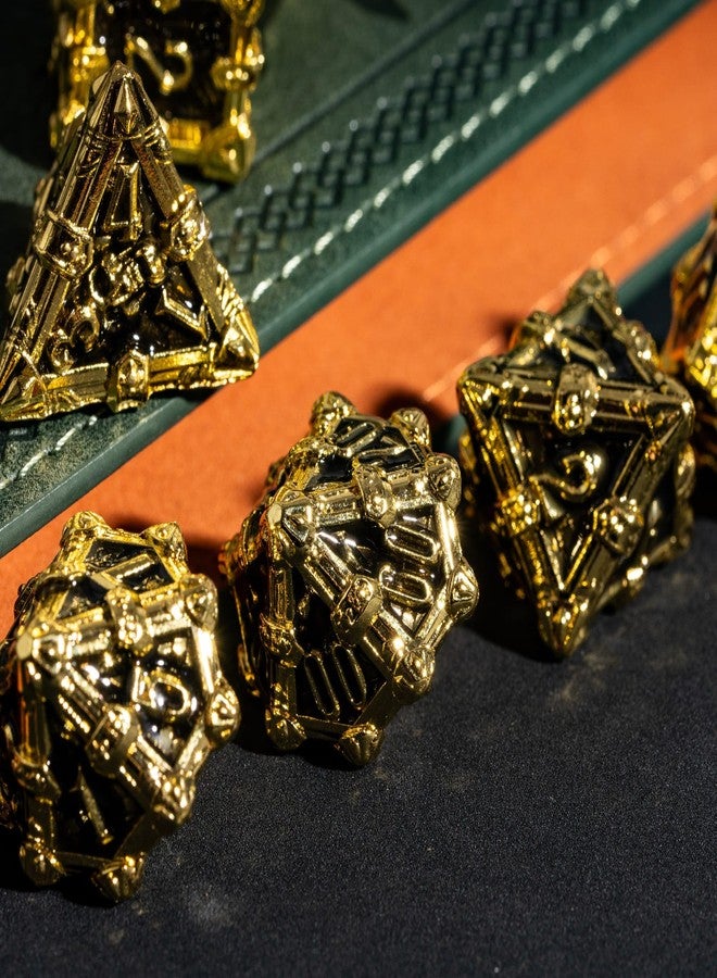 CRITALLIC Metal Skull Dice Set with Skull Bag,7PCS Polyhedral Metal Dice Set for DND Role Playing Games(Gold Black) - Image 5