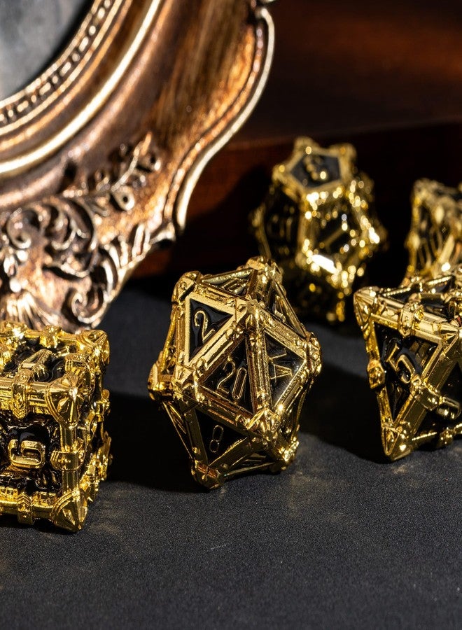 CRITALLIC Metal Skull Dice Set with Skull Bag,7PCS Polyhedral Metal Dice Set for DND Role Playing Games(Gold Black) - Image 3