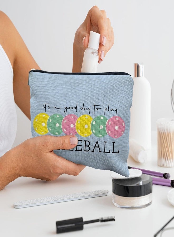 RYYCDOI Pickleball Gifts for Women: Colorful Makeup Bag, It's a Good Day to Play Cosmetic Toiletry Bag, Gifts for Pickleball Lovers (Blue) - Image 5