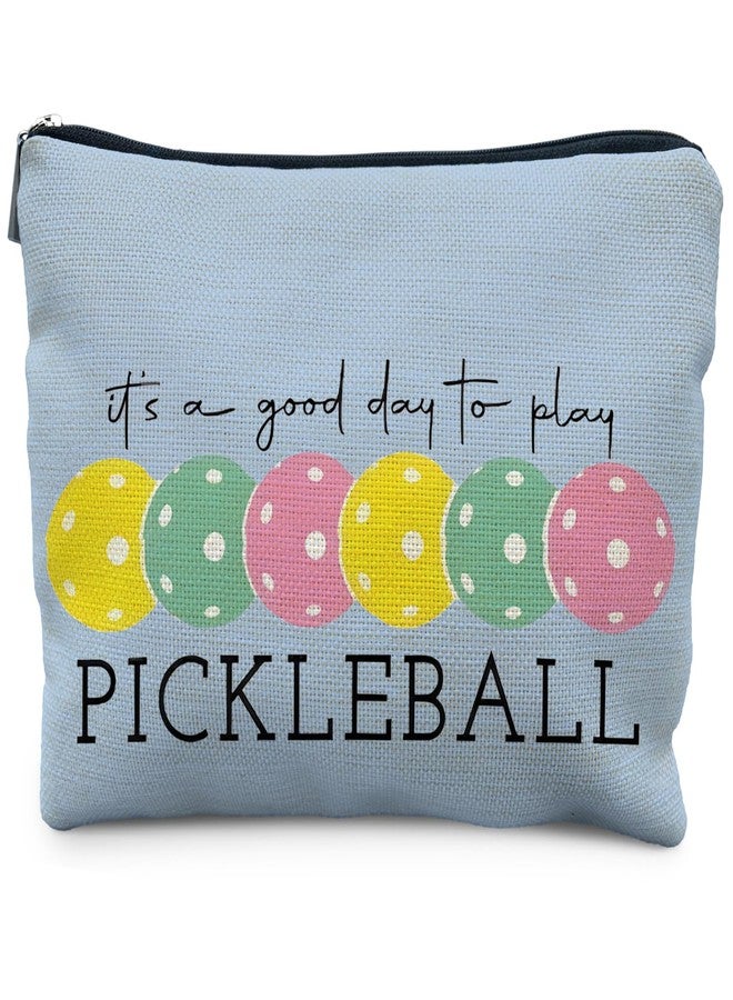 RYYCDOI Pickleball Gifts for Women: Colorful Makeup Bag, It's a Good Day to Play Cosmetic Toiletry Bag, Gifts for Pickleball Lovers (Blue) - Image 1