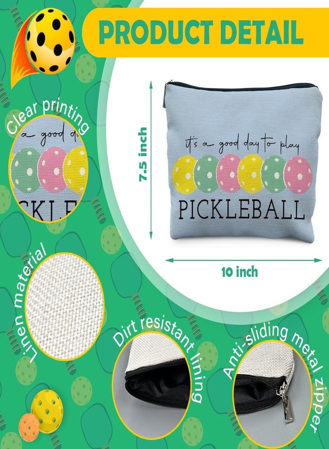 RYYCDOI Pickleball Gifts for Women: Colorful Makeup Bag, It's a Good Day to Play Cosmetic Toiletry Bag, Gifts for Pickleball Lovers (Blue) - Image 2